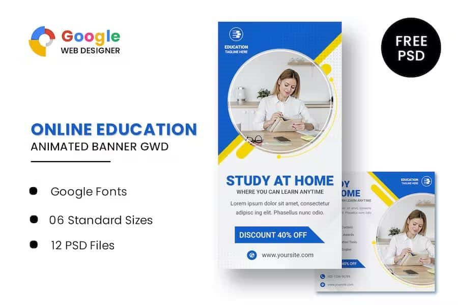 EDUCATION ONLINE ANIMATED BANNER GWD